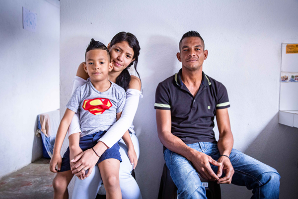 Portrait of a refugee family in Colombia