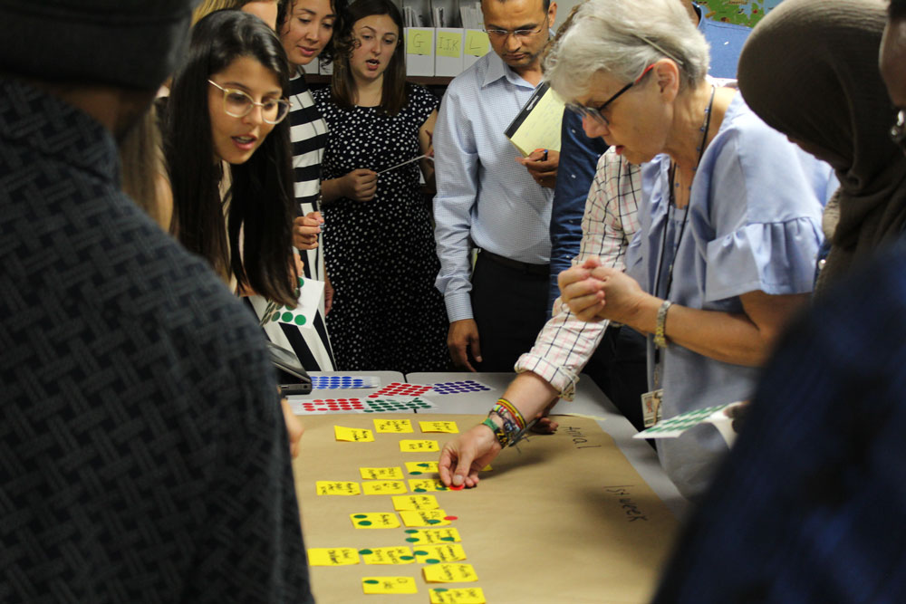 Resettlement staff at the Community Refugee and Immigration Services office in Columbus, Ohio take part in a Cultural Orientation Mapping Activity.