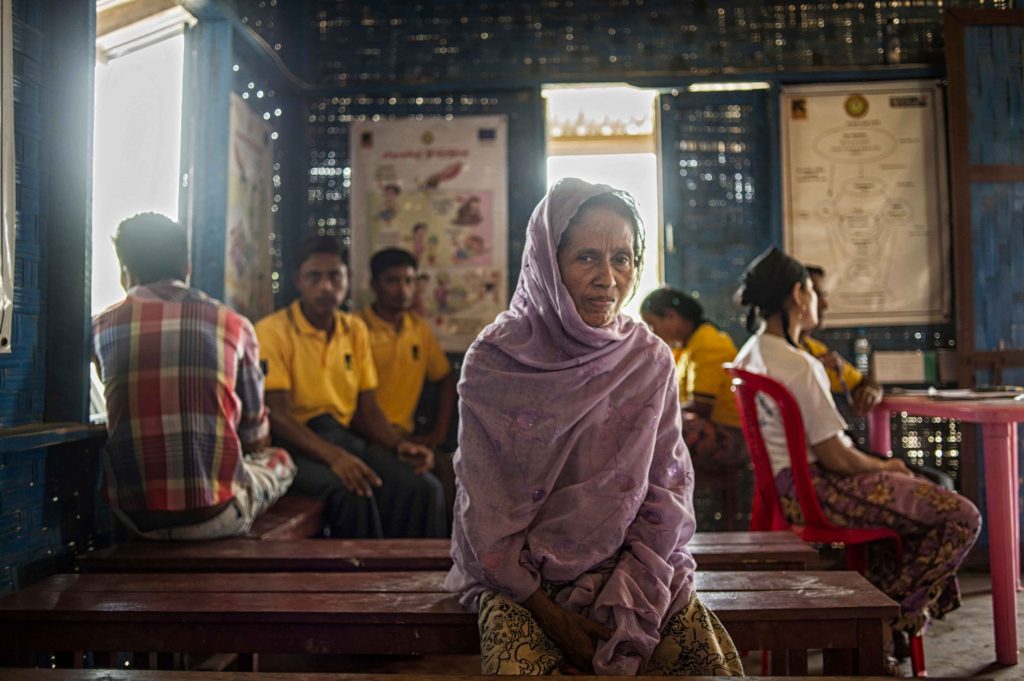 An elderly patient at an IRC camp clinic in the Phwe Yar Kone camp.