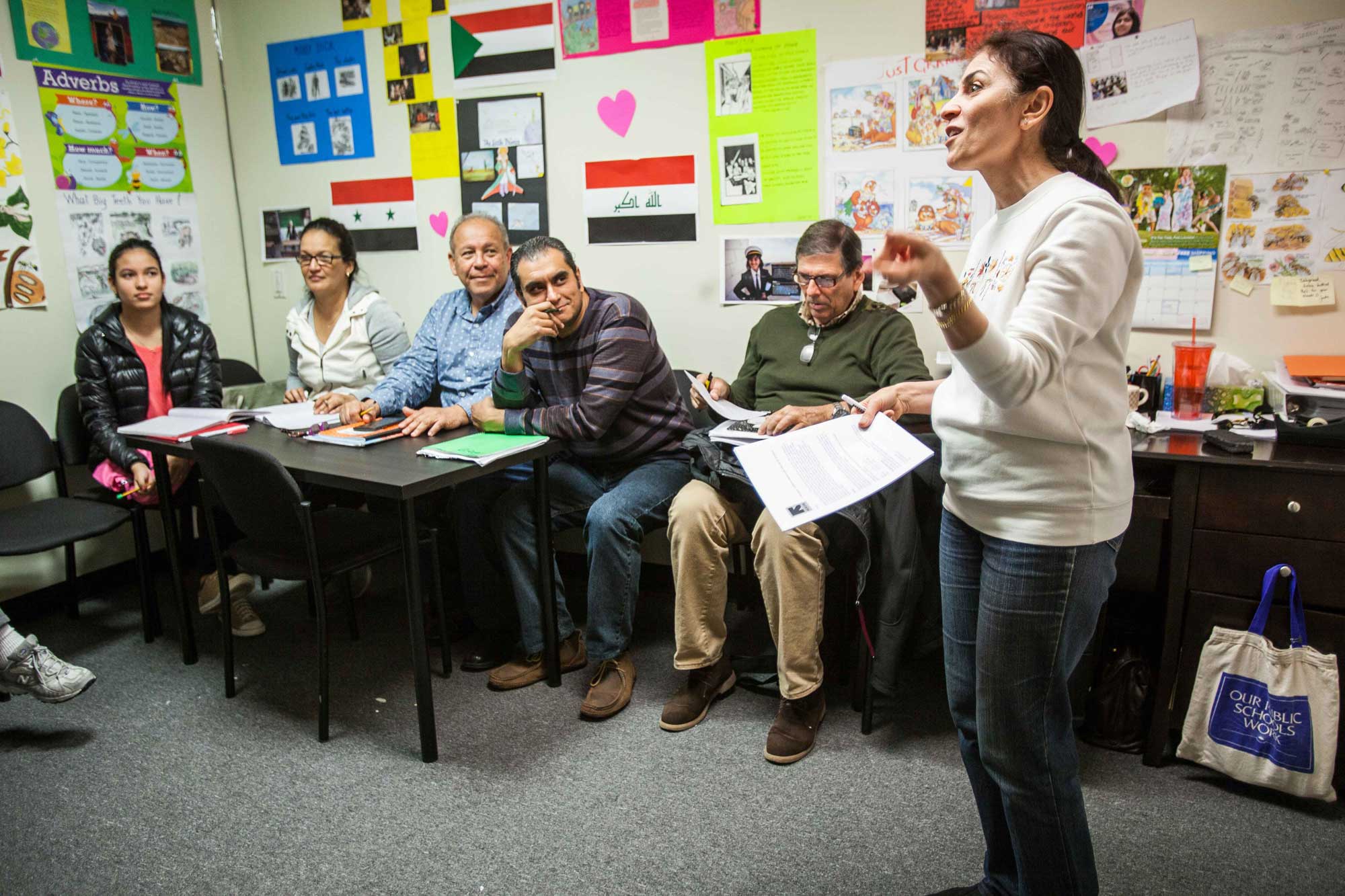 A cultural orientation trainer teaching refugees