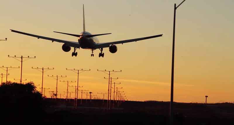 An image of an airplane landing